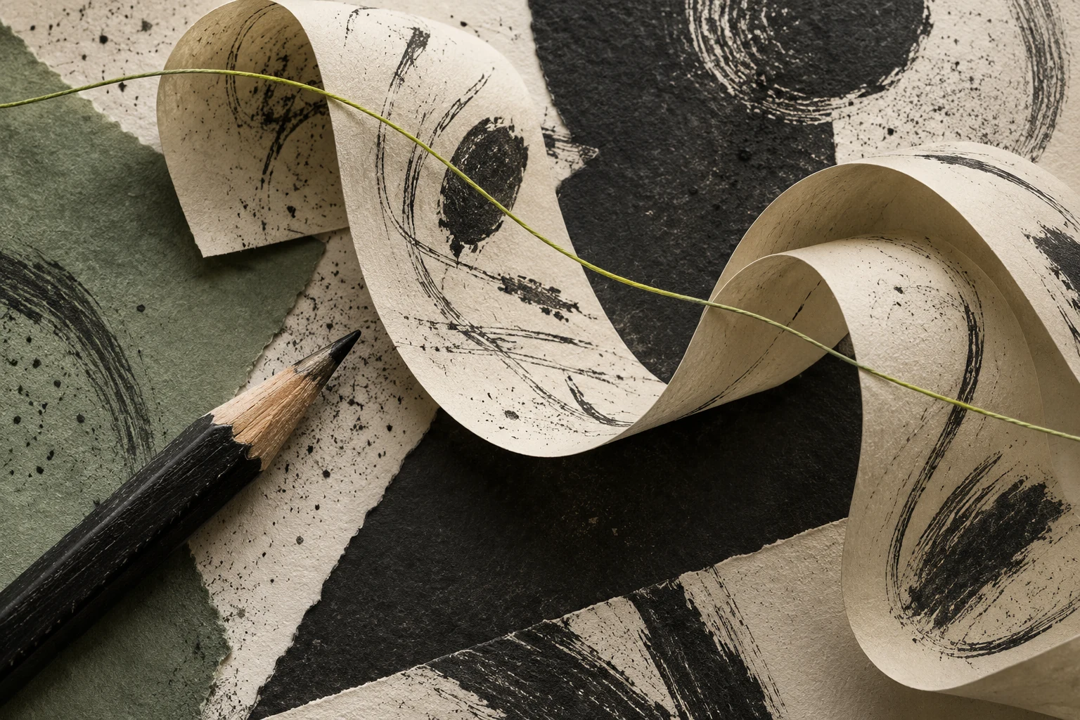 Bleistift und Papier zum Schreiben eines Liedtextes