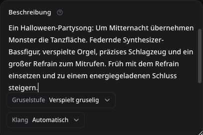 Echtes Beschreibungsfeld mit einer Idee für eine Monsterparty
