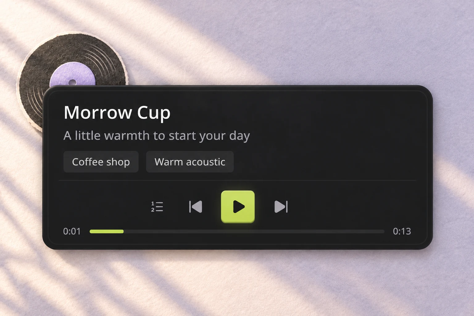 Illustrated Morrow Cup example information and its real playback controls