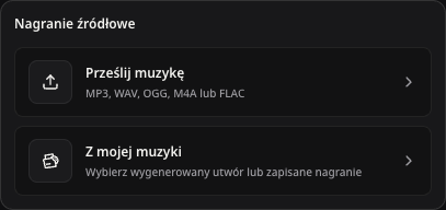 Wybór nagrania do przedłużenia piosenki w polskim interfejsie.