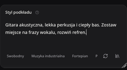 Niewysłany opis instrumentów i podkładu po polsku.