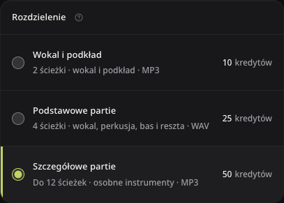 Rzeczywiste opcje separacji, dostępne wyjścia i koszt w kredytach.