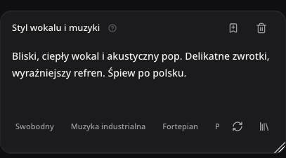 Niewysłana wskazówka po polsku dotycząca głosu i stylu piosenki.